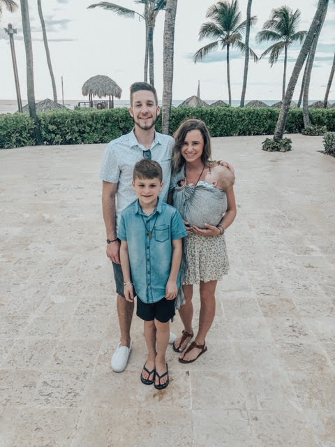 Family from michigan on tropical vacation